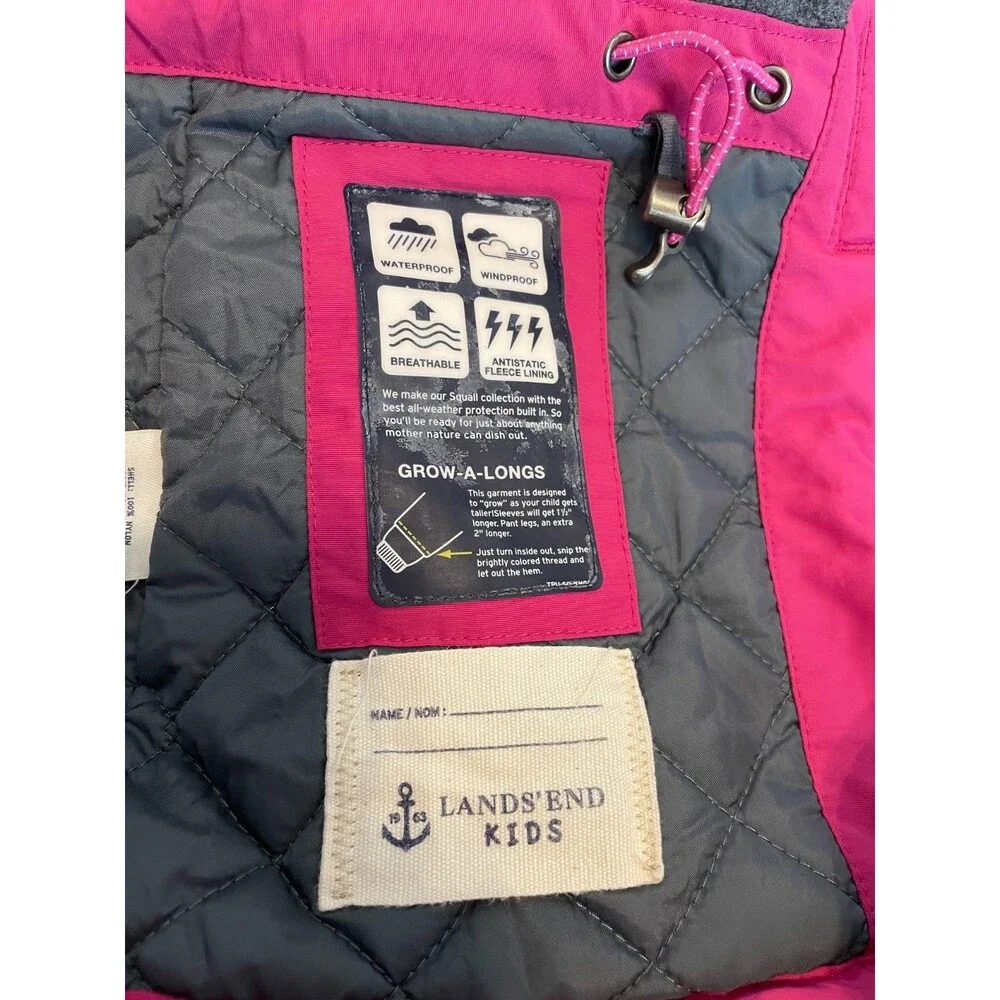 LANDS END Girls COAT Hooded PINK Squall Grow-A-Long Size S/4
